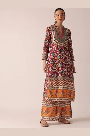 KALKI Fashion Ethnic Motifs Printed Straight Kurta With Palazzos