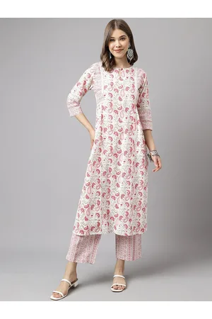 FIORRA Floral Printed Keyhole Neck Striaght Kurta with Trousers