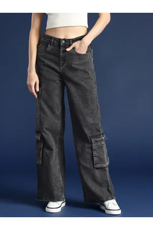 Mast & Harbour Women Wide Leg Stretchable Cargo Jeans