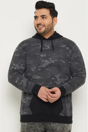 Bigbanana Plus Size Abstract Printed Hooded Neck Antimicrobial Cotton Pullover Sweatshirt
