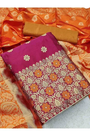 MANVAA Ethnic Motifs Woven Design Banarasi Jacquard Unstitched Dress Material