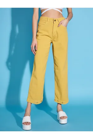 Sassafras Women Stylish Mustard Relaxed Fit Jeans