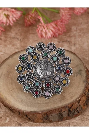 Sangria Oxidised Silver-Plated Finger Ring