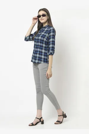 Crimsoune Club Women Slim Fit Tartan Checks Checked Casual Shirt