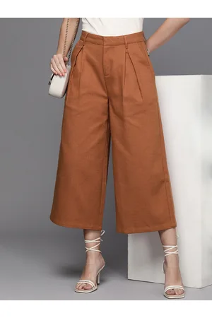 Kenneth Cole Women Pure Cotton Textured Pleated Trousers