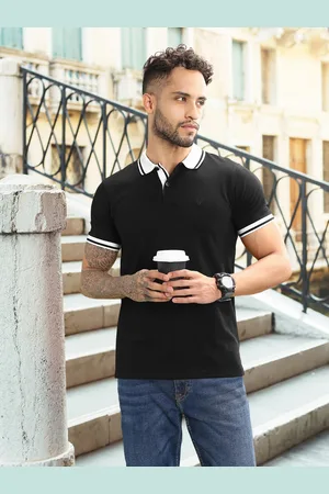 Allen Solly Men Black Polo Collar T-shirt