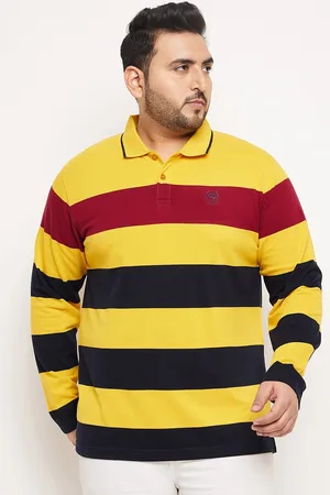 Club York Plus Size Striped Polo Collar Cotton T-shirt