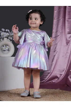 BAESD Girls Embellished Satin Flutter Sleeves Fit & Flare Party Dress