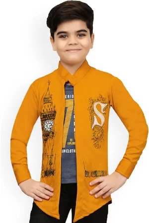 BAESD Boys Typography Printed Mandarin Collar Tailored Jacket With Attached T-shirt