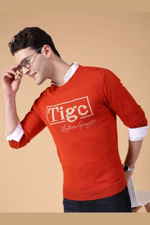 The Indian Garage Co Typography Printed Long Sleeves Acrylic Pullover Sweater