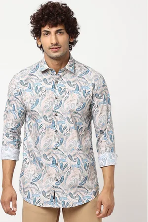 Blue Buddha Spread Collar Ethnic Motifs Printed Cotton Shirt