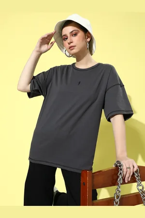 Stormborn Women Solid Drop-Shoulder Sleeves Oversized T-shirt