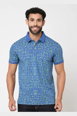 Blue Buddha Abstract Printed Polo Collar Short Sleeves Cotton Regular T-shirt