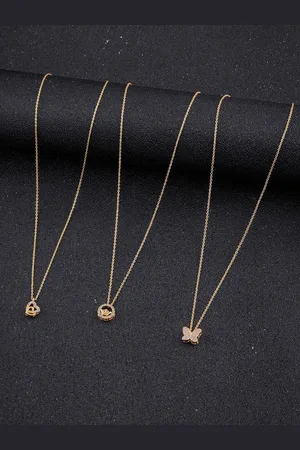 DressBerry Set Of 3 Gold-Toned Stone Studded Gold-Plated Chain
