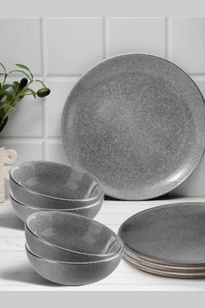 Anko Grey 8 Pieces Stoneware Glossy Dinner Set