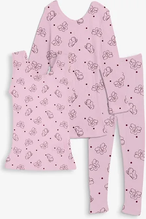 Kanvin Girls Pink 3-Pieces Printed Thermal Set