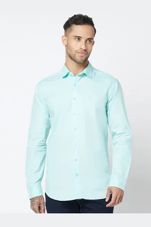 Blue Buddha Spread Collar Long Sleeves Cotton Casual Shirt