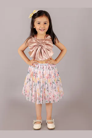 LIL DRAMA Girls Shoulder Straps Top with Skirt