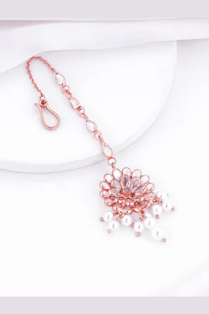 GIVA Women Rose Gold-Plated 925 Sterling Silver Stone-Studded & Beaded Head Jewellery
