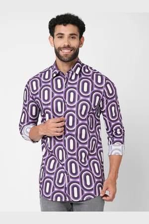 Blue Buddha Geometric Printed Spread Collar Cotton Casual Shirt