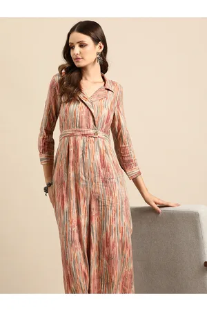 Anouk Shawl Neck Striped Basic Jumpsuit