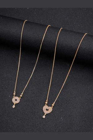 DressBerry Set Of 2 Gold-Toned Gold-Plated Stones Studded Antique Chain