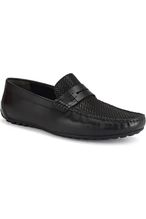 ROSSO BRUNELLO Men Textured Leather Comfort Insole Horsebit Driving Shoes