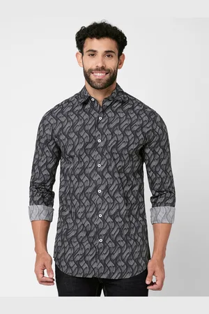 Blue Buddha Abstract Printed Spread Collar Cotton Casual Shirt