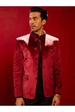 Vastramay Slim Fit Velvet Bandhgala Jodhpuri Blazer