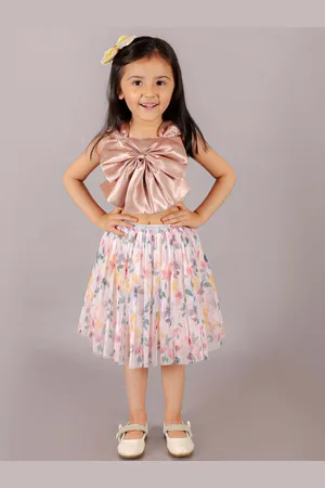 LIL DRAMA Girls Shoulder Straps Top with Skirt