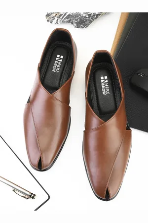 HERE&NOW Tan Textured Shoe-Style Sandals