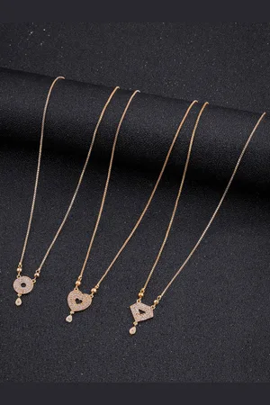DressBerry Set Of 3 Gold-Toned Brass Gold-Plated Artificial Stones-Studded Chain