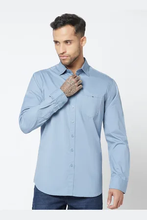 Blue Buddha Solid Long Sleeves Cotton Casual Shirt