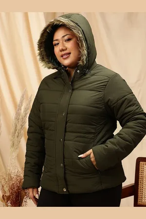 CURVY STREET Plus Size Hooded Neck Long Sleeves Puffer Jacket