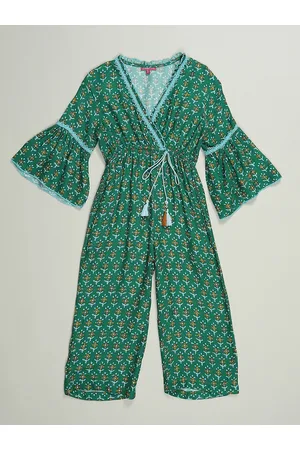 Biba Girls Printed V-Neck Basic Jumpsuit