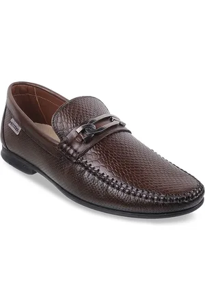 Metro Men Textured Leather Formal Horsebit Loafers