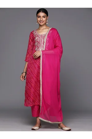 Varanga Bandhani Printed Regular Kurta with Trousers & With Dupatta