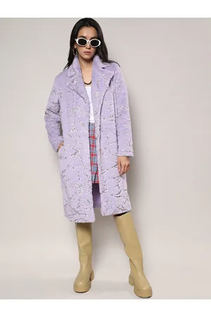 Campus Self Design Notched Lapel Single Breasted Longline Overcoat