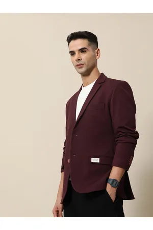 45% OFF on Mr Bowerbird Men Navy Blue Self Design Tailored Longline Jacket  on Myntra | PaisaWapas.com