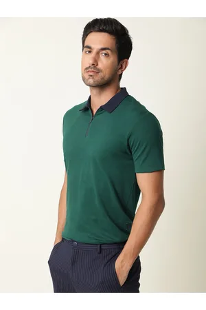 RARE RABBIT Men Cloud Polo Collar Slim Fit Cotton T-Shirt