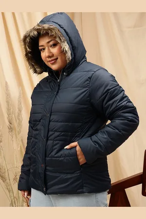 CURVY STREET Plus Size Hooded Neck Long Sleeves Puffer Jacket