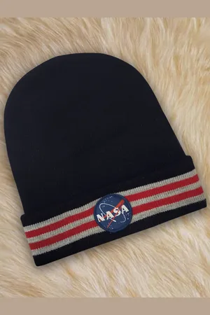 Free Authority Men Nasa Printed Knitted Beanie Caps