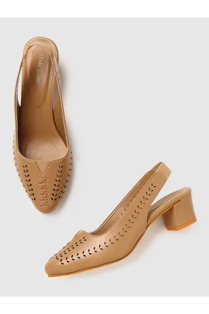 Marc Loire Textured Pointed Toe Block Pumps With Backstrap