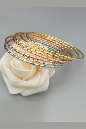 Peora Set Of 6 Gold & Rose Gold Plated Bangles