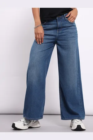 Lee Women Wide Leg Mid-Rise Clean Look Light Fade Jeans