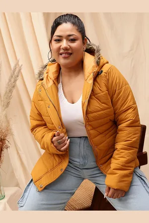 CURVY STREET Plus Size Hooded Neck Long Sleeves Puffer Jacket
