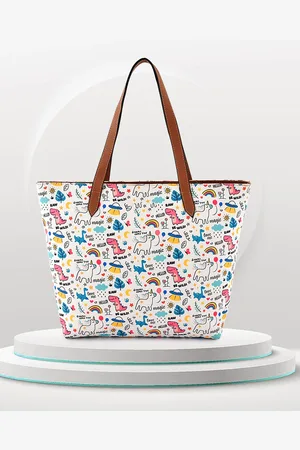 DressBerry White Printed Structured Tote bag