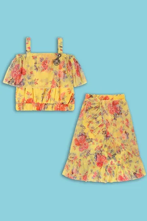 Wish Karo Girls Floral Printed Top With Skirt