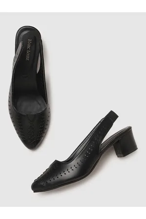 Marc Loire Textured Pointed Toe Block Pumps With Backstrap