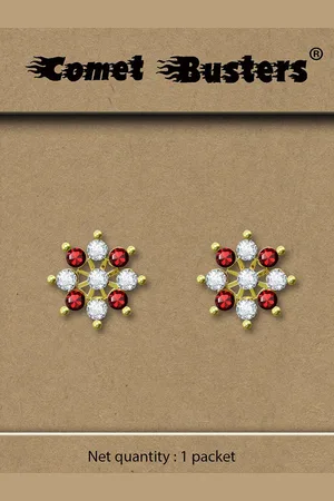 Comet Busters Stone Studded Contemporary Reusable Non Piercing Ear Stickers Studs Earrings